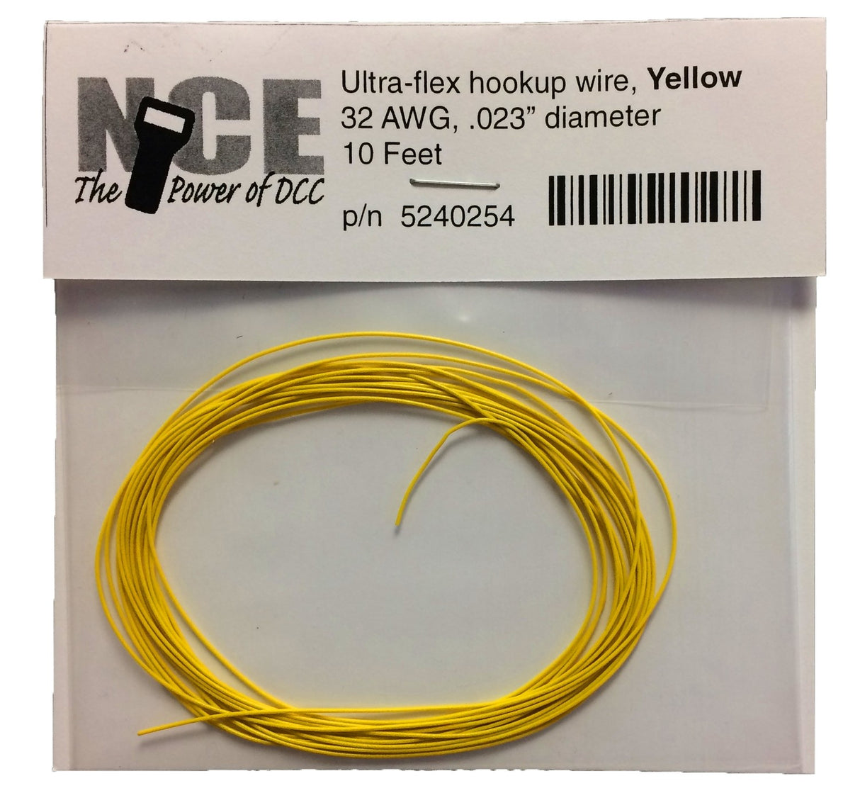 NCE Ultraflex Hook-Up 32AWG .023 Diameter Wire -- Yellow 10' 3.05m - NCE 5240254