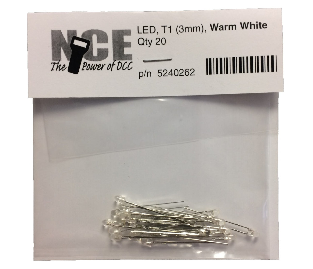 NCE 3mm LED -- Warm White pkg(20) - NCE 5240262