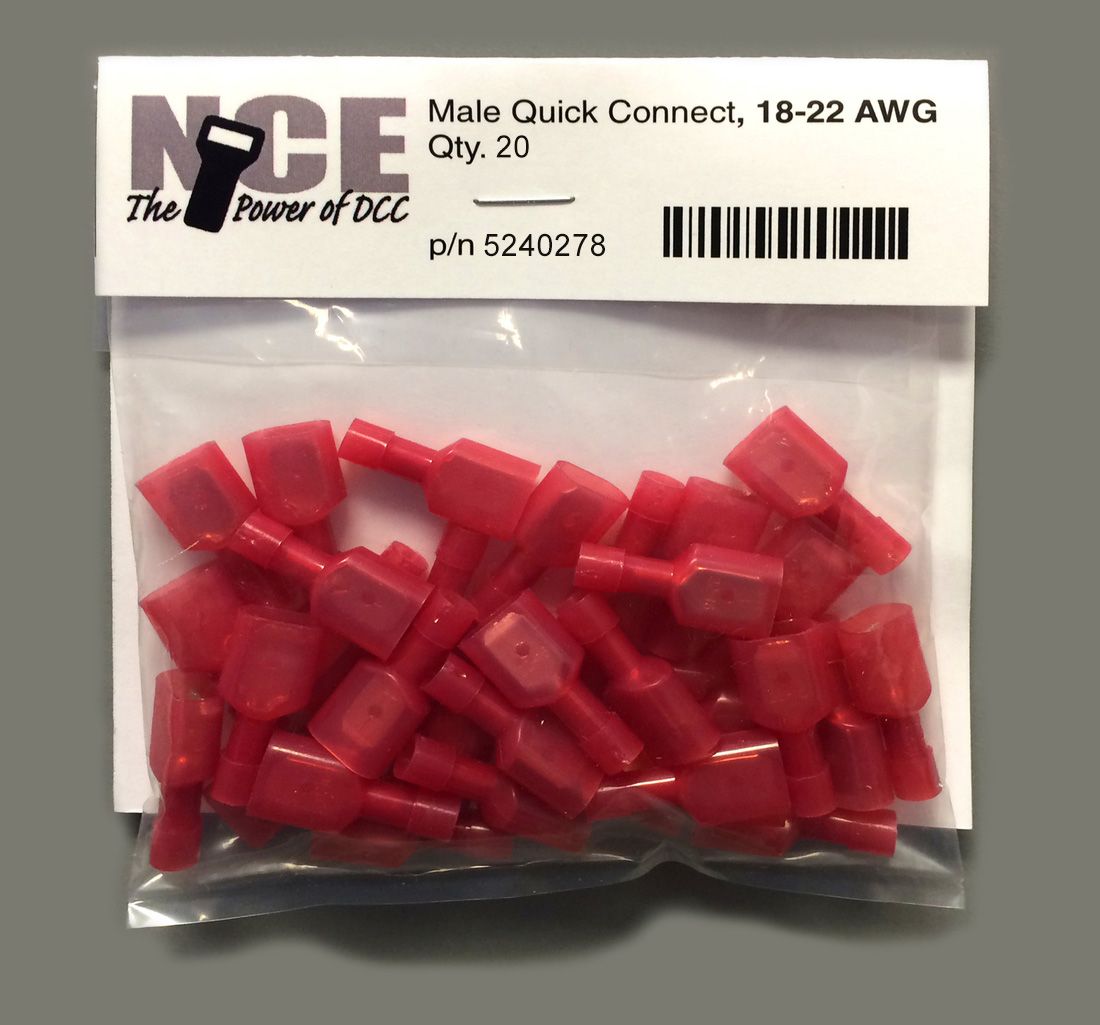 NCE Male Quick Connect -- Red pkg(20) - NCE 5240287