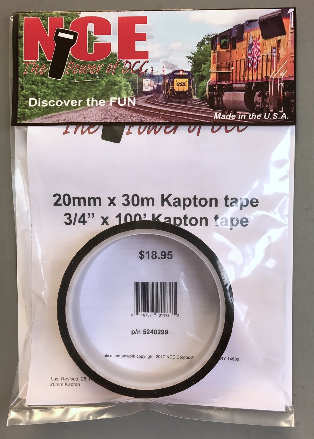 NCE Kapton Tape -- 20mm Wide, 100' Roll - NCE 5240299