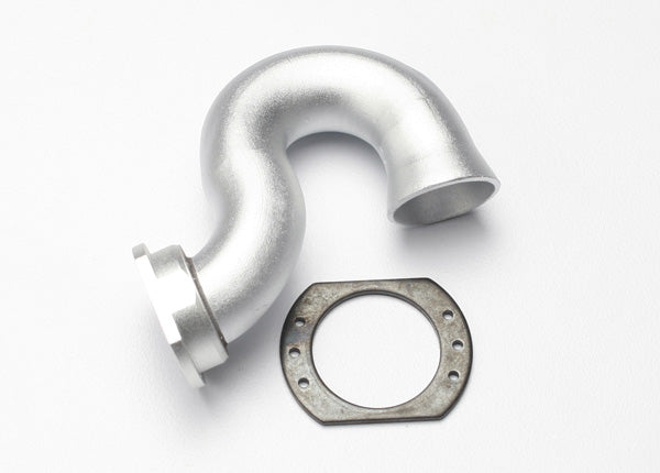 Traxxas 5340X Header , exhaust (tubular aluminum , silver-anodized) / spring Mount (TRX 2.5 , 2.5R , 3.3) - TRA5340X