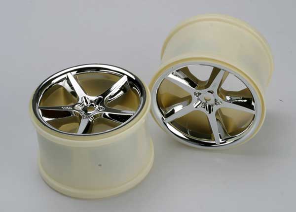 Traxxas 5372 Wheels, Gemini 3.8' (chrome) (2) (fits Revo/T-Maxx/E-Maxx with 6mm Axle and 14mm Hex) - TRA5372