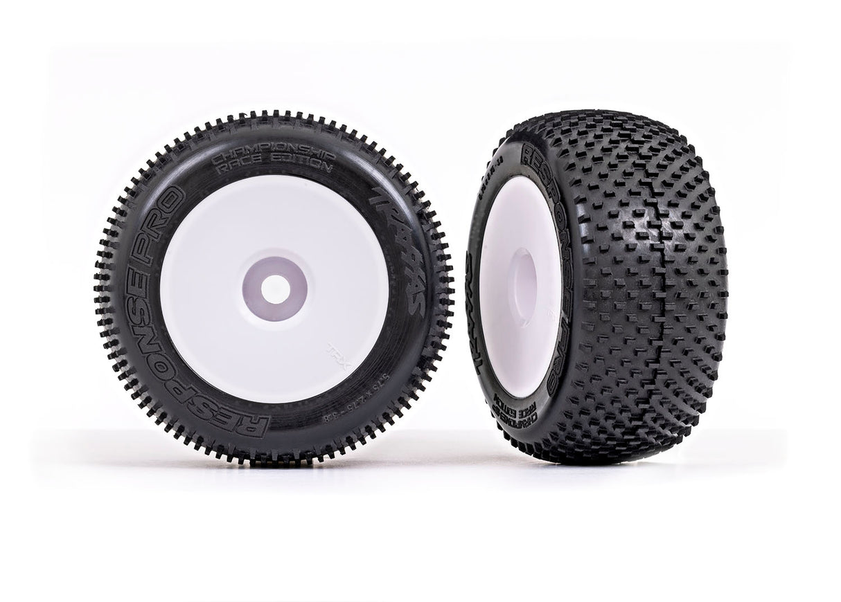 Traxxas 5375R Tires & Wheels , assembled , glued (white dished 3.8' Wheels , Response Pro Tires , foam Inserts) (2) (use with 17mm splined Wheel hubs and Wheel nuts , part #5353X) - TRA5375R