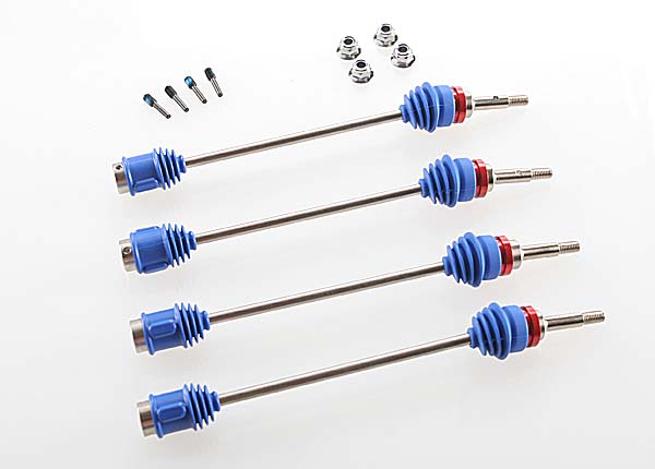 Traxxas 5451R Driveshafts , Revo / E-Revo (first generation) / T-Maxx / E-Maxx (steel constant-velocity) (assembled w / inner & outer dust boots) (for models w / 6mm axles) (4) - TRA5451R