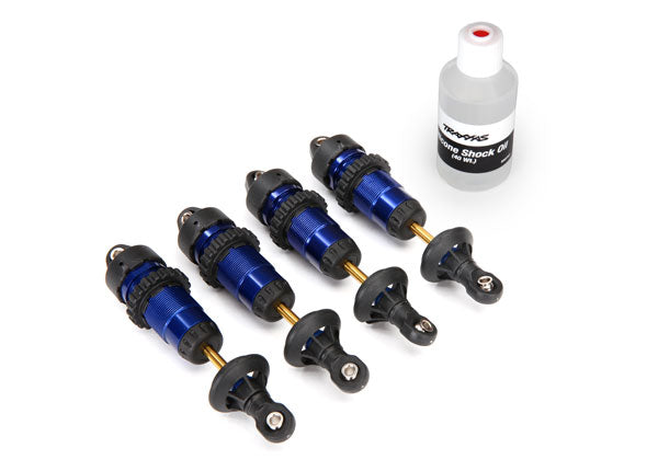 Traxxas 5460A Shocks , GTR aluminum , - Blue-anodized (fully assembled w / o Springs) (4) - TRA5460A