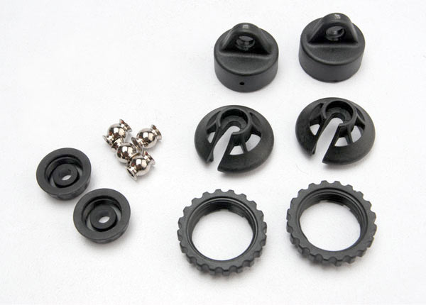 Traxxas 5465 Caps and spring retainers, GTR shock (upper cap (2)/ hollow balls (2)/ bottom cap (2)/ upper retainer (2)/ Lower retainer (2)) - TRA5465