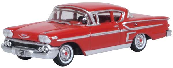 Oxford Diecast 1958 Chevrolet Impala Sport Coupe - Assembled -- Rio Red