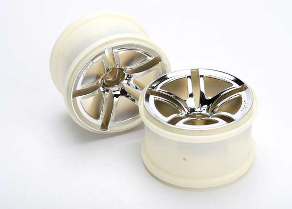 Traxxas 5574 Wheels , Twin-Spoke 2.8' (chrome) (nitro Front) (2) - TRA5574
