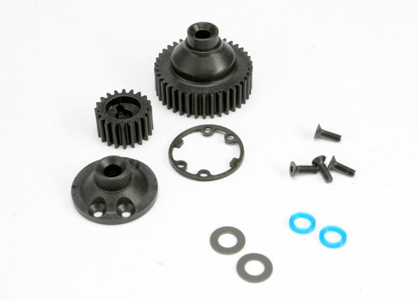 Traxxas 5579 Gears, Differential 38-T (1)/ Differential drive gear 20-T/ side cover Plate (1)/ gasket (1)/ Output gear seals (x-ring) (2)/ 2.5x8mmCCS (4)/ 5x10x.5mmTW (2) - TRA5579