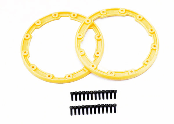 Traxxas 5665 Sidewall protector , beadlock style (yellow) (2) / 2.5x8mm CS (24) (for use with Geode Wheels) - TRA5665