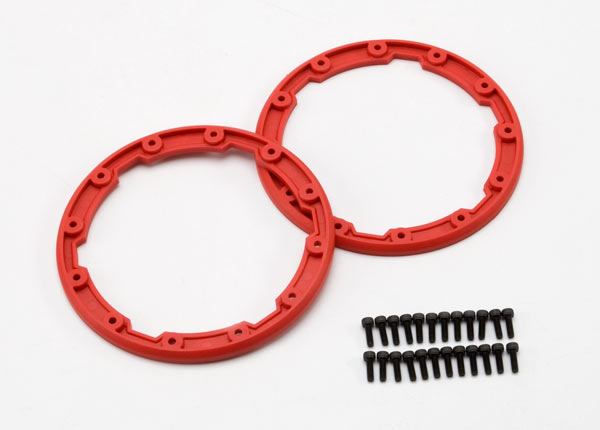 Traxxas 5667 Sidewall protector , beadlock style (red) (2) / 2.5x8mm CS (24) (for use with Geode Wheels) - TRA5667