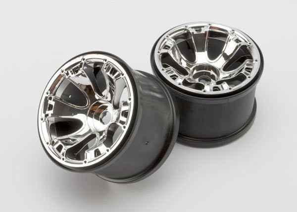 Traxxas 5671 Wheels , Geode 3.8' (chrome) (2) (use with 17mm splined Wheel hubs & nuts , part #5353X & beadlock-style sidewall protectors , part #5665 , 5666 , 5667) - TRA5671
