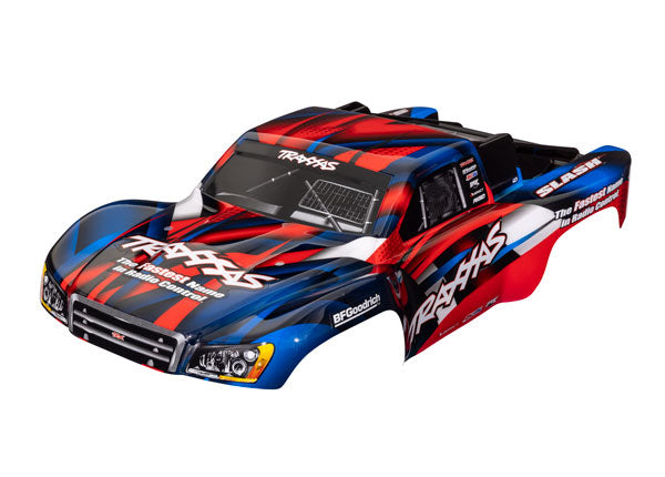 Traxxas 5851R Body, Slash 2WD (also fits Slash VXL & Slash 4X4), - Red & - Blue (painted, decals applied)