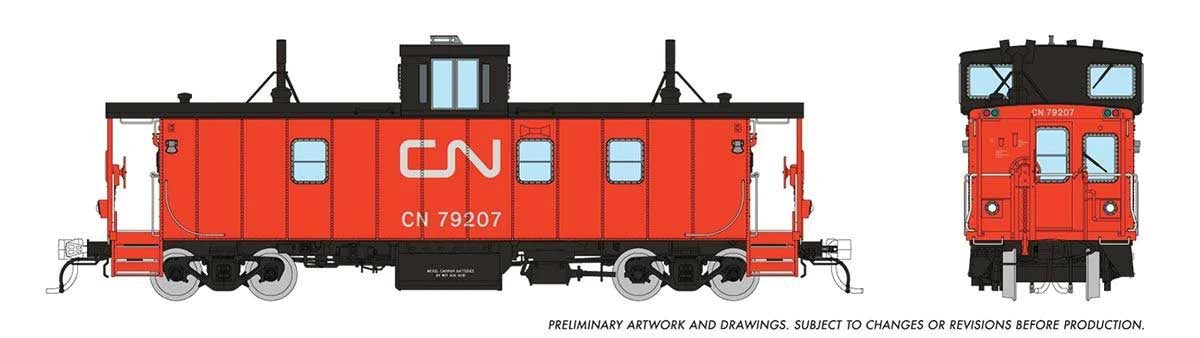 Rapido Trains HO Hawker-Siddeley Caboose - Canadian National #79322 (As-Delivered, red, black, red/orange steps)