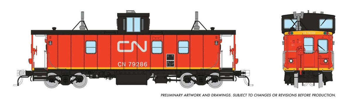 Rapido Trains HO Hawker-Siddeley Caboose - Canadian National #79286 (Late, red, black, black steps, Int'l Service)