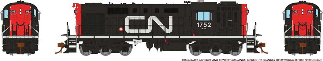Rapido Trains HO MLW-CN RSC-14 - LokSound and DCC -- Canadian National 1766 (black, red, white, Noodle Logo)