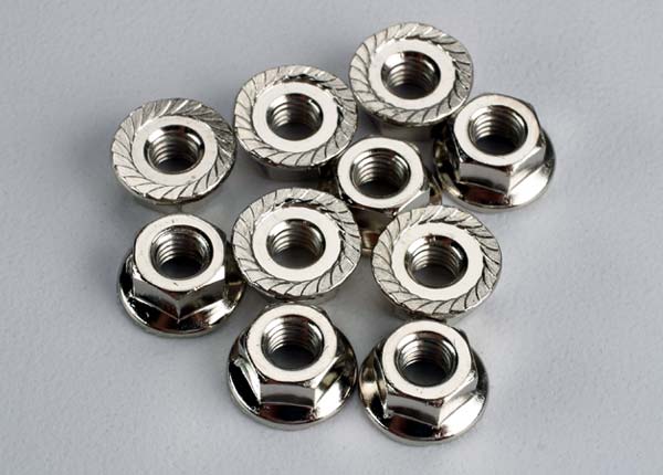 Traxxas 6135 Nuts , 4mm flanged (10) - TRA6135