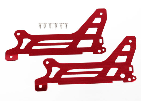 Traxxas 6327 Main frame, side Plate, outer (2) (red-anodized) (aluminum)/ Screws (6) - TRA6327