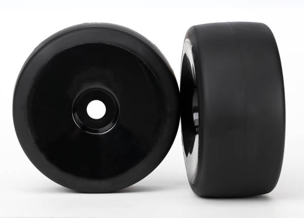 Traxxas 6475 Tires & Wheels , assembled , glued (black , dished Wheels , slick Tires (S1 compound) , foam Inserts) (Front) (2) - TRA6475