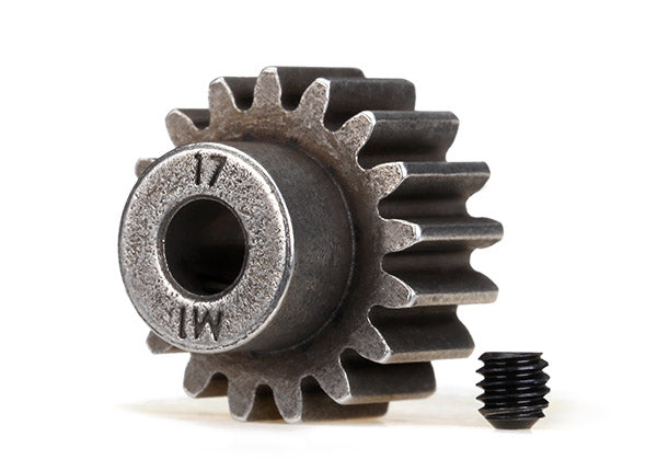 Traxxas 6490X Gear, 17-T pinion (1.0 metric pitch) (fits 5mm shaft)/ set screw (for use only with steel spur gears) - TRA6490X