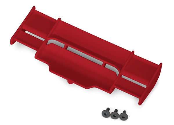 Traxxas 6721R Wing, Rustler 4X4 (red)/ 3x8 FCS (3) - TRA6721R