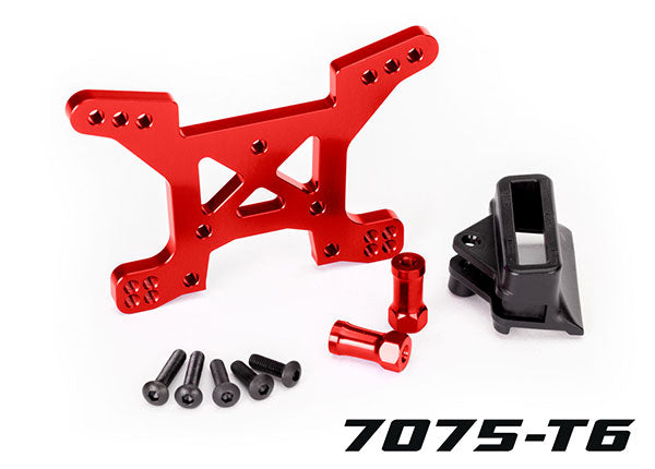 Traxxas 6739R Shock tower, Front, 7075-T6 aluminum (red-anodized) (1)/ Body Mount bracket (1) - TRA6739R