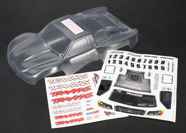 Traxxas 7012R Body , 1 / 16th Slash (Clear , requires painting) / grille , lights Decal Sheet - TRA7012R