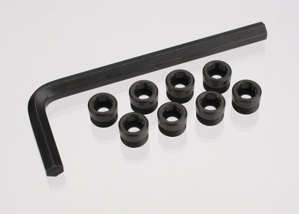 Traxxas 7033X Aluminum caps, pivot ball (threaded aluminum, hard-anodized with PTFE-coating) (8)/ Hex wrench, 5mm - TRA7033X