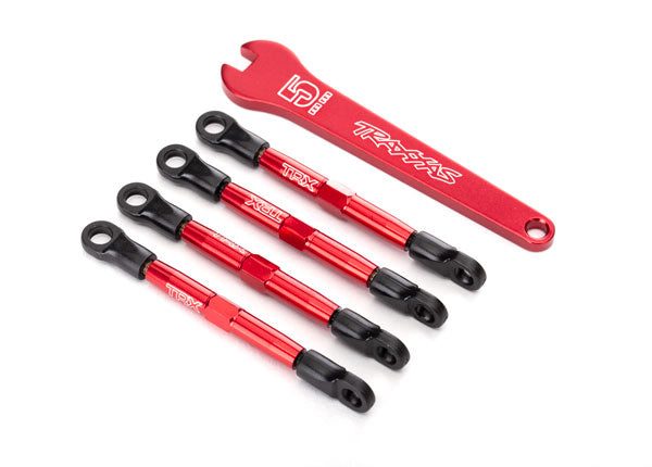 Traxxas 7038X Toe links, aluminum (red-anodized) (4) (assembled with rod ends and threaded Inserts) - TRA7038X