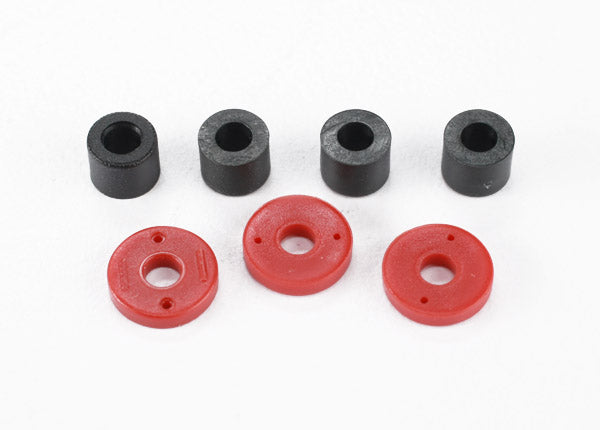 Traxxas 7067 Piston, damper (2x0.5mm hole, - Red) (4)/ travel limiters (4) - TRA7067
