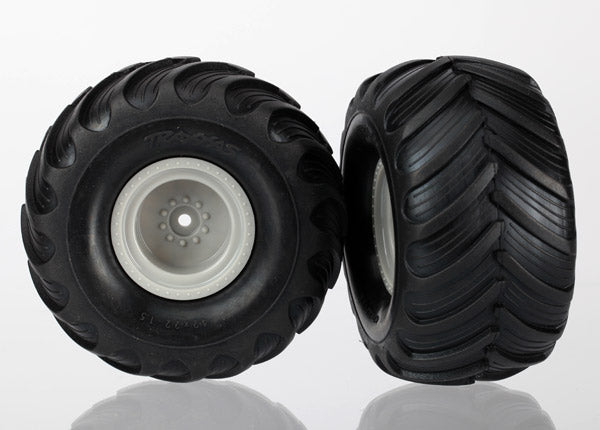 Traxxas 7265 Tires & Wheels , assembled (grey Wheels (dual profile , 1.5' outer and 2.2' inner) , dual profile Tires) (2) - TRA7265