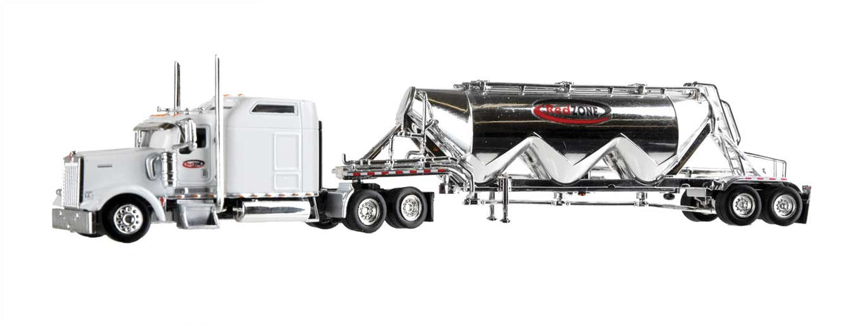 Trucks n stuff Kenworth W900L Sleeper Cab Tractor w/Pneumatic Bulk Trailer - Assembled -- Red Zone - 734-SPEC032