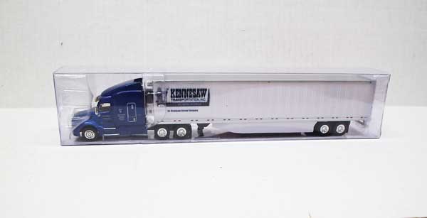Trucks &amp; Stuff Peterbilt 579 Sleeper Cab Tractor with 53' Reefer Trailer - Assembled -- Kennesaw Transport (blue, white, black) - 734-TNS044