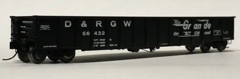 Trainworx Thrall 52' 6" Steel Gondola - Ready to Run -- Denver & Rio Grande Western 26 (black, white, Action Road Slogan) - 744-2520126