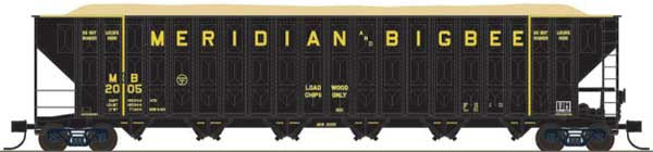 Trainworx N Greenville 7000-Cubic Foot Wood Chip Hopper - Ready to Run -- Meridian & Bigbee #2000 (black, yellow)