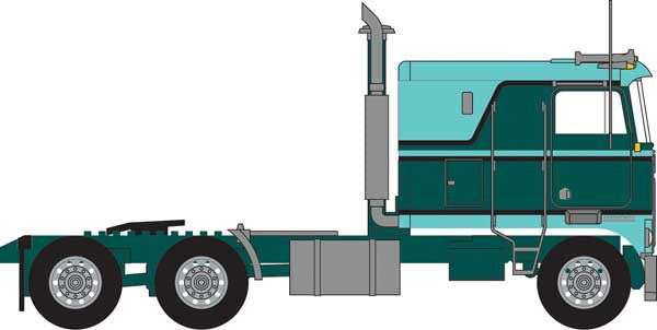 Trainworx N 1970s Kenworth K100 Potomac Tractor w/VIT Flat-Top Sleeper Cab - Assembled -- Green