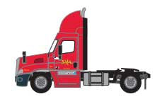 Freightliner Cascadia Raised-Roof 2-Axle Semi Tractor - Assembled -- Saia #3 (white, red)