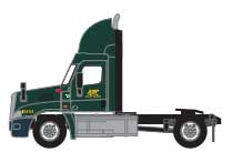 Freightliner Cascadia Raised-Roof 2-Axle Semi Tractor - Assembled -- ABF #1 (green, gray, yellow)