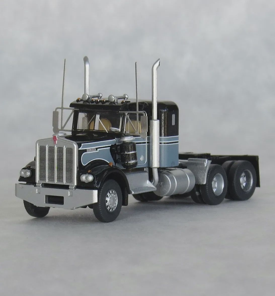 Trainworx N 1970s Kenworth W900 Seminole Tractor w/36" Sleeper Cab - Assembled -- Black, Gray