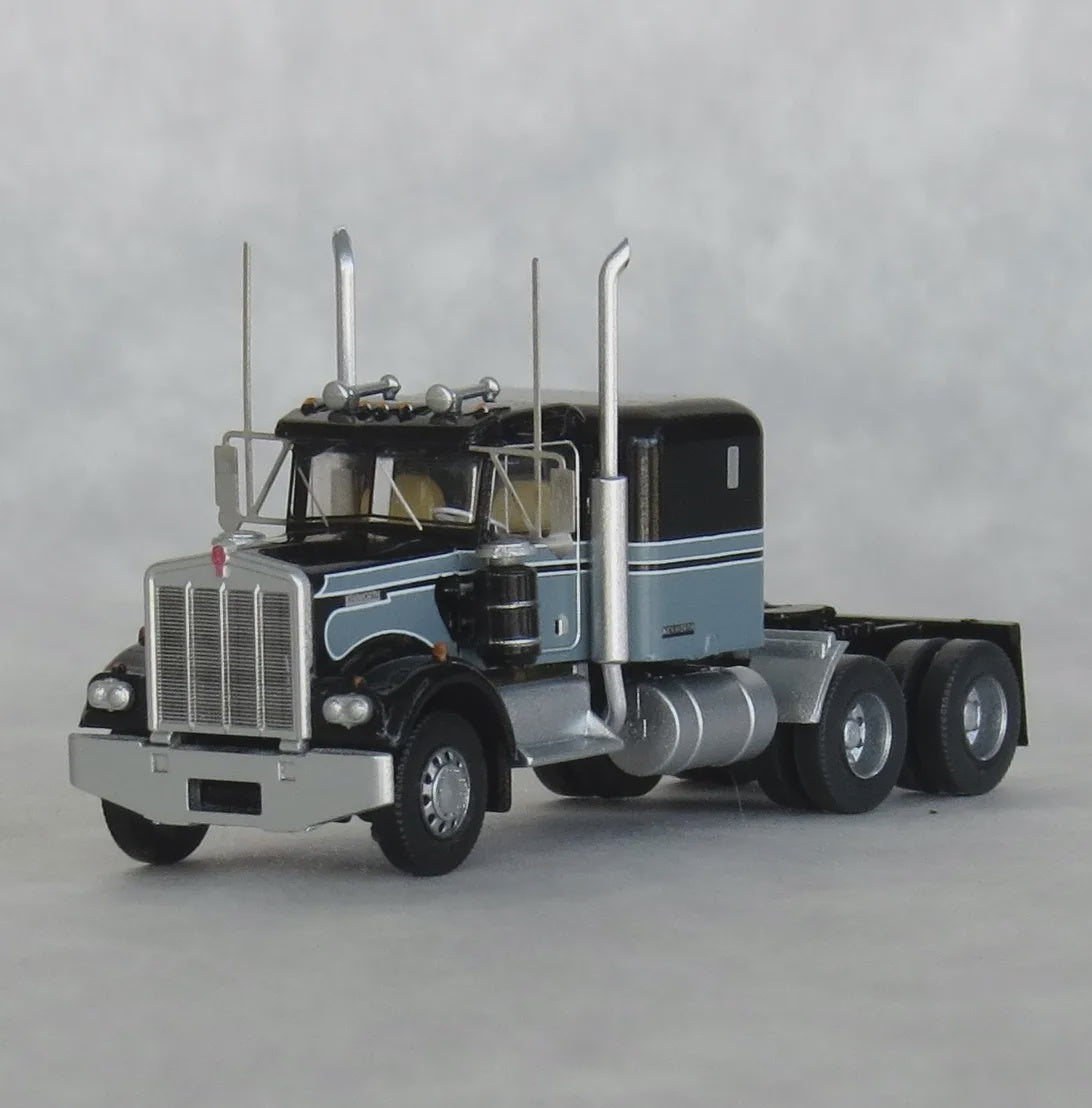 Trainworx N 1970s Kenworth W900 Seminole Tractor w/60" VIT Sleeper Cab - Assembled -- Black, Gray