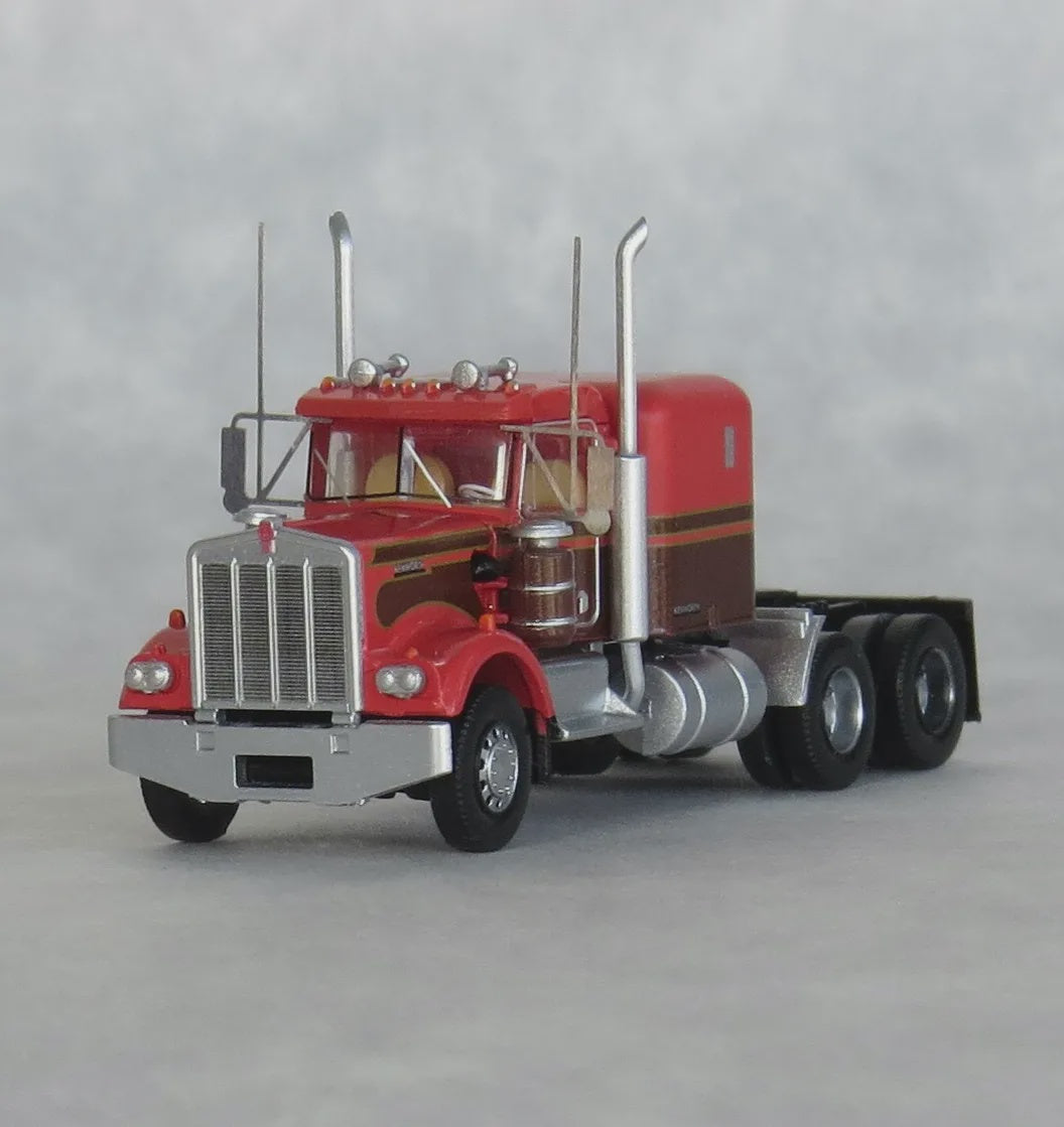 Trainworx N 1970s Kenworth W900 Seminole Tractor w/60" VIT Sleeper Cab - Assembled -- Orange, Brown