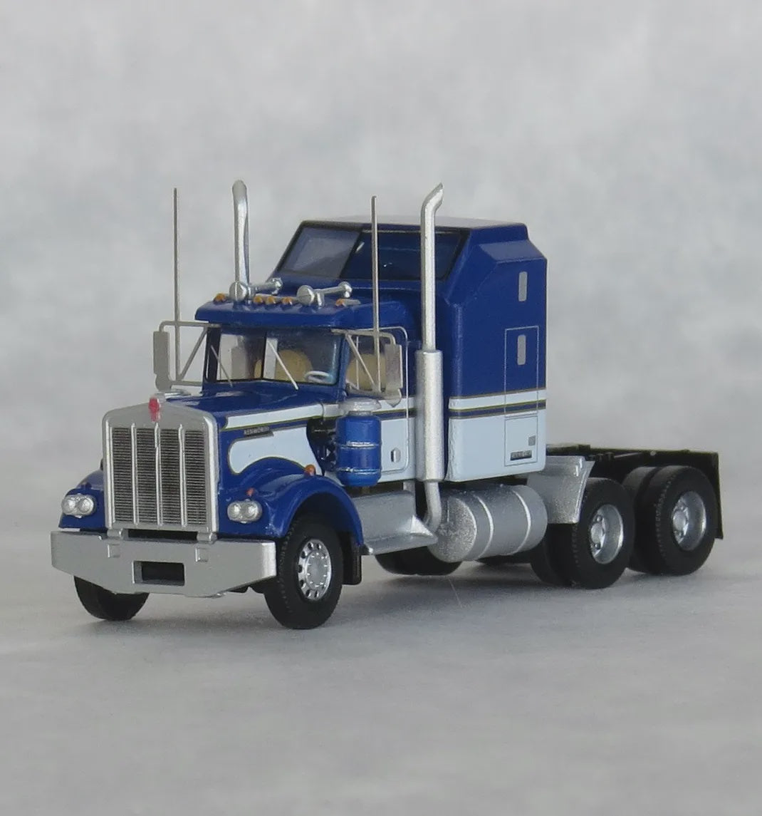 Trainworx N 1970s Kenworth W900 Seminole Tractor w/60" VIT Aerodyne Sleeper Cab- Assemb -- Blue, White