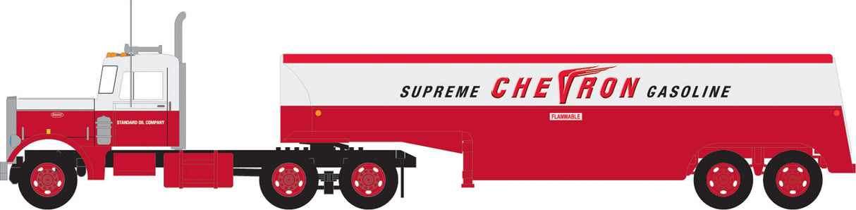 Trainworx Peterbilt 351 Tractor w/32' Tank Trailer - Assembled -- CHEVRON - 744-55120
