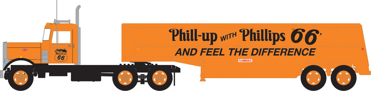 Trainworx Peterbilt 351 Tractor w/32' Tank Trailer - Assembled -- PHILLIPS 66 - 744-55122