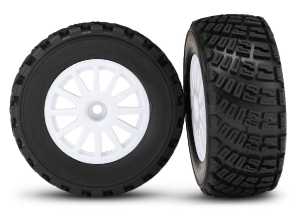 Traxxas 7473R Tires & Wheels , assembled , glued (White Wheels , BFGoodrich Rally , gravel pattern , S1 compound Tires , foam Inserts) (2) - TRA7473R