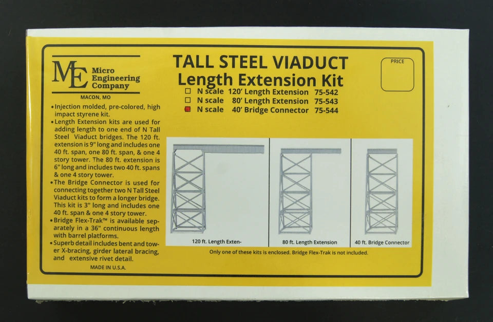Micro Engineering 75-544 N Tall Steel Viaduct Length Connection -- 40'