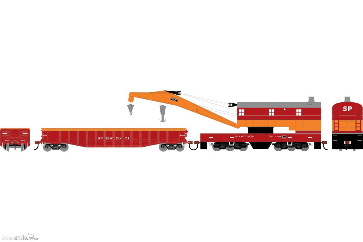 Athearn HO 200-Ton Crane and 50' Gondola Set, SPMW #7070 (Crane); #7071 (Gondola)
