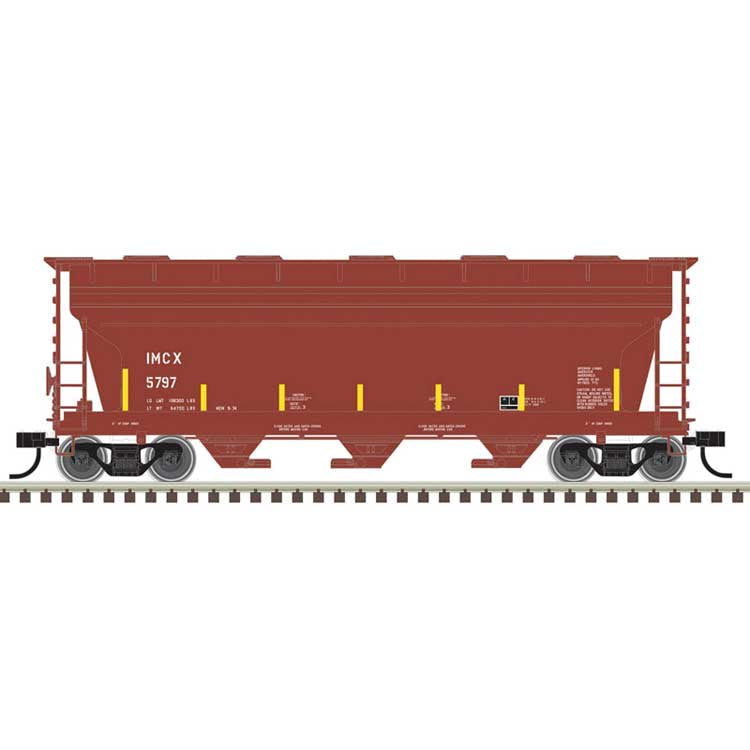 Atlas Trainman HO ACF 3560 Center-Flow Covered Hopper - Ready to Run – Mosaic IMCX #5797 (Boxcar Red, white, yellow conspicuity marks)