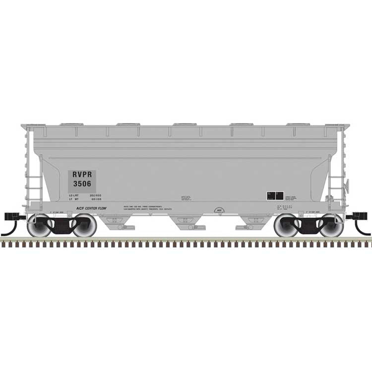 Atlas Trainman HO ACF 3560 Center-Flow Covered Hopper - Ready to Run – Riverport Railroad #3591 (gray)