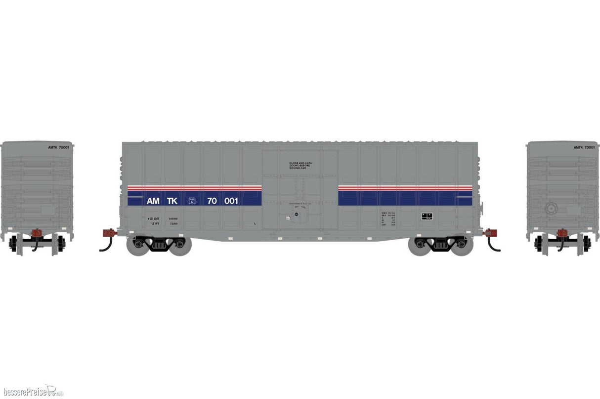 Roundhouse HO  50' Waffle High Cube Box Car, Amtrak (AMT) Phase IV #70001
